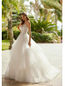 Beaded Ivory Lace Tulle Ruffled Princess Wedding Dress